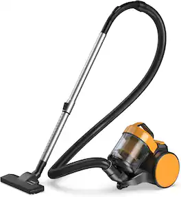 Sweet - Canister Vacuum Cleaner, Lightweight Portable Vacuum Cleaners with Automatic Retractable Cord - Yellow