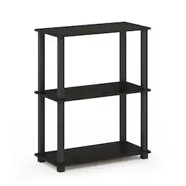Furinno - Turn-S-Tube 3-Tier Compact Multipurpose Shelf Display Rack with Square Tube, Espresso/Black - Espresso/Black