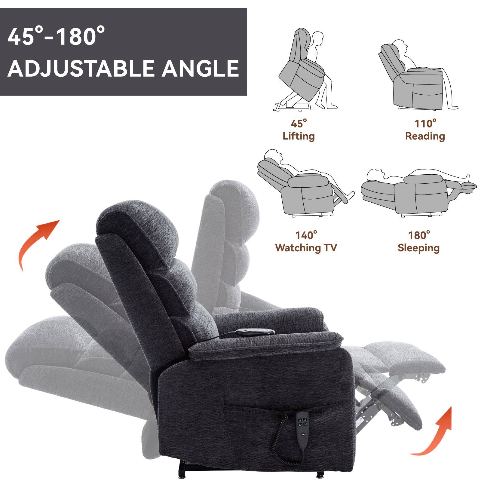 45°-180° Adjustable Angle

45° Lifting  
110° Reading  
140° Watching TV  
180° Sleeping