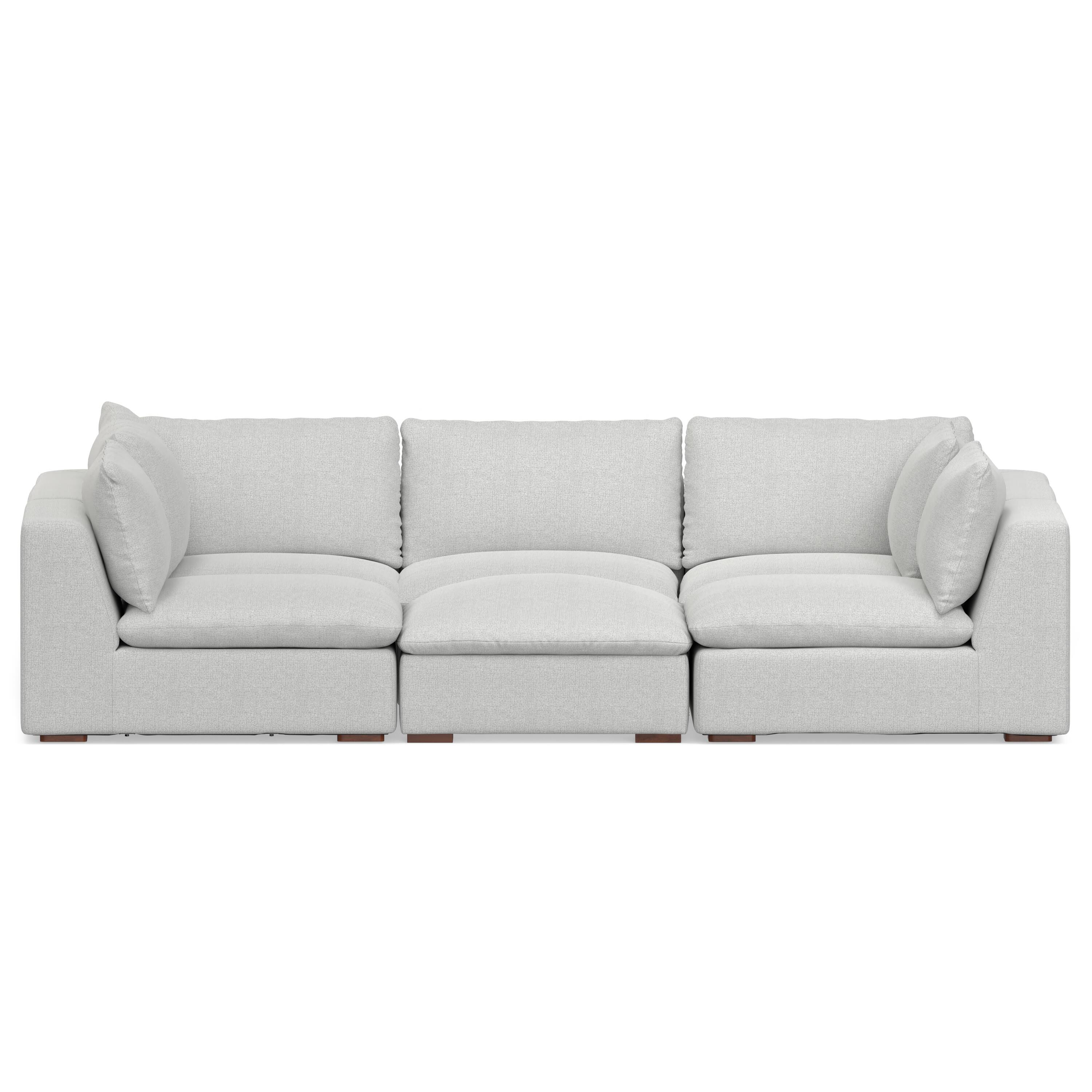 Front. Simpli Home - Jasmine Pit Sectional Modular Sofa in Performance Fabric - Cloud Grey.