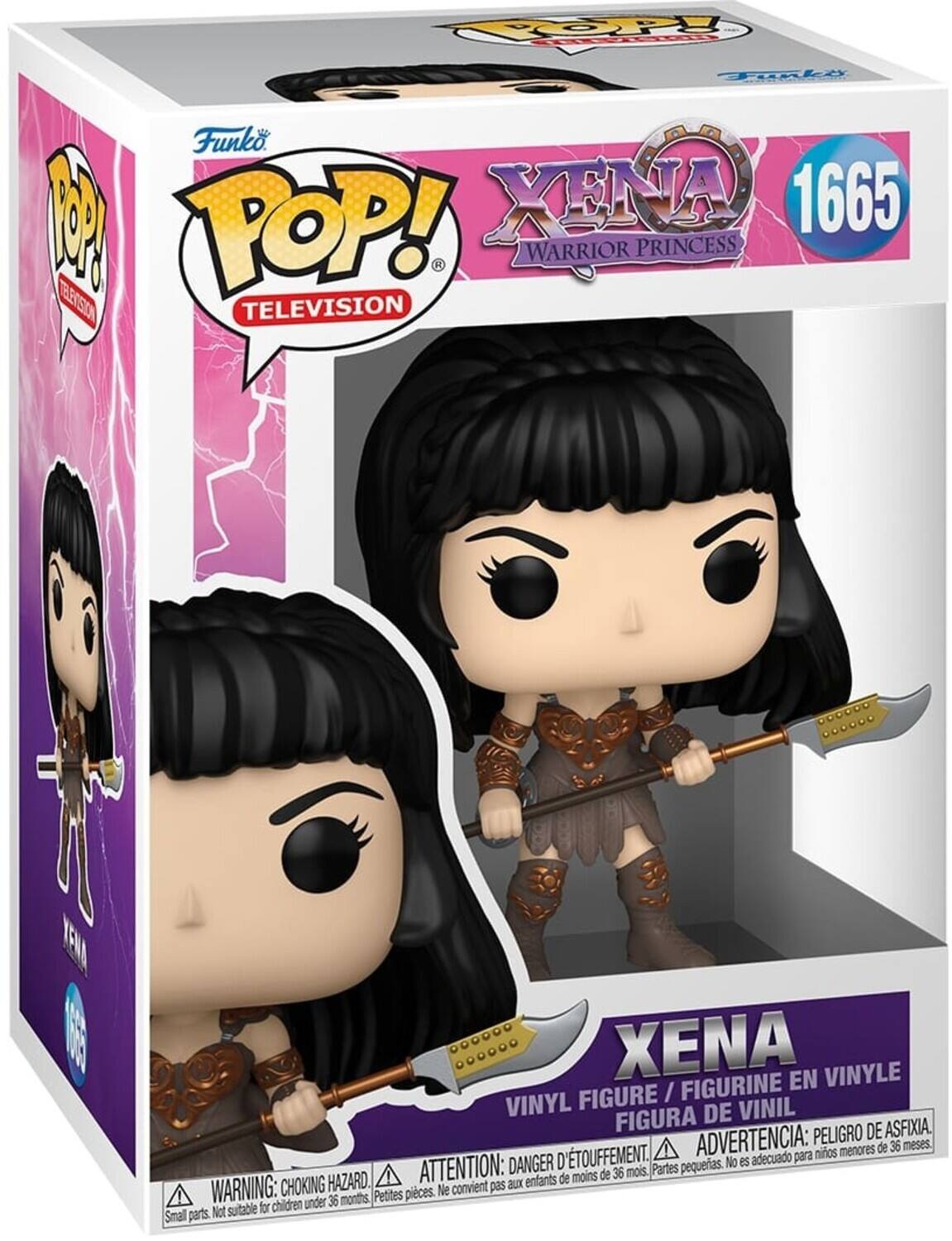 Funko POP! XENA 1665 WARRIOR PRINCESS TELEVISION

XENA EN VINYLE FIGURE / FIGURINE VINYL FIGURA DE VINIL

PELIGRO DE ASFIXIA. DANGER D'ÉTOUFFEMENT. ADVERTENCIA: nios menores de 36 meses. No es adecuado para ATTENTION: de 36 mois. Partes pequeras. HAZARD. entants de moins WARNING: CHOKING Ne convient pas aux under 36 months Petites picies. Not sutable for children Smal parts.