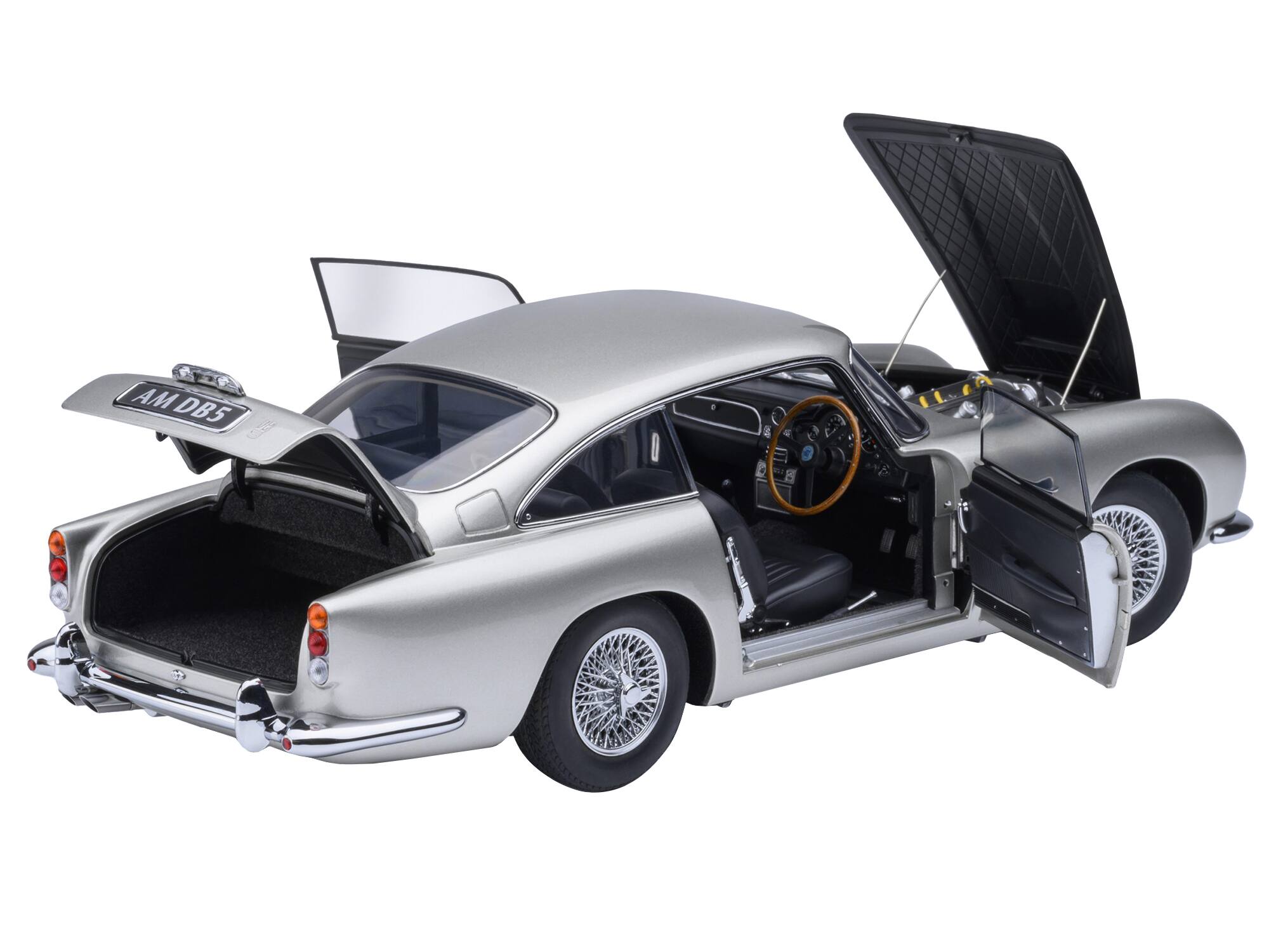 Alt View 1. Autoart - Aston Martin DB5 RHD (Right Hand Drive) Birch Silver 1/18 Model Car by Autoart.