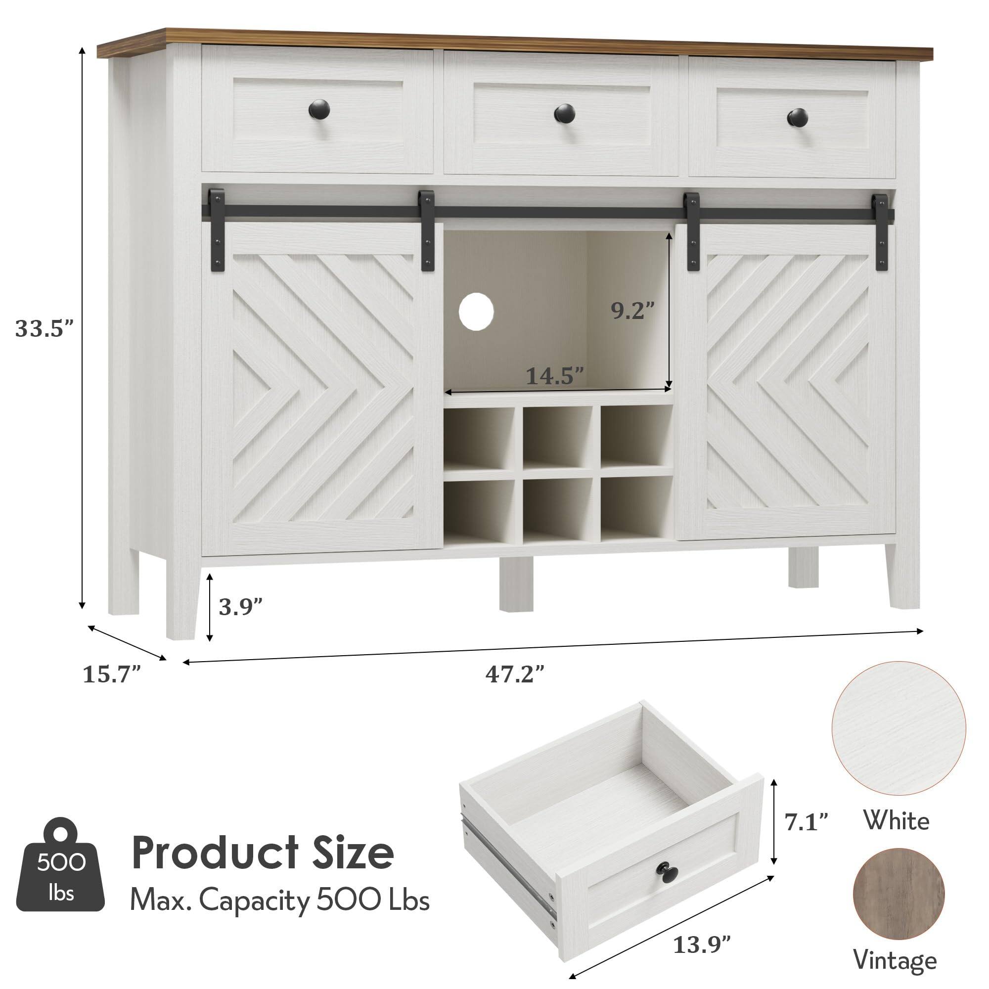 - 33.5"
- 9.2"
- 14.5"
- 3.9"
- 15.7"
- 47.2"
- 500 lbs Max. Capacity
- 13.9"
- 7.1"
- White Vintage