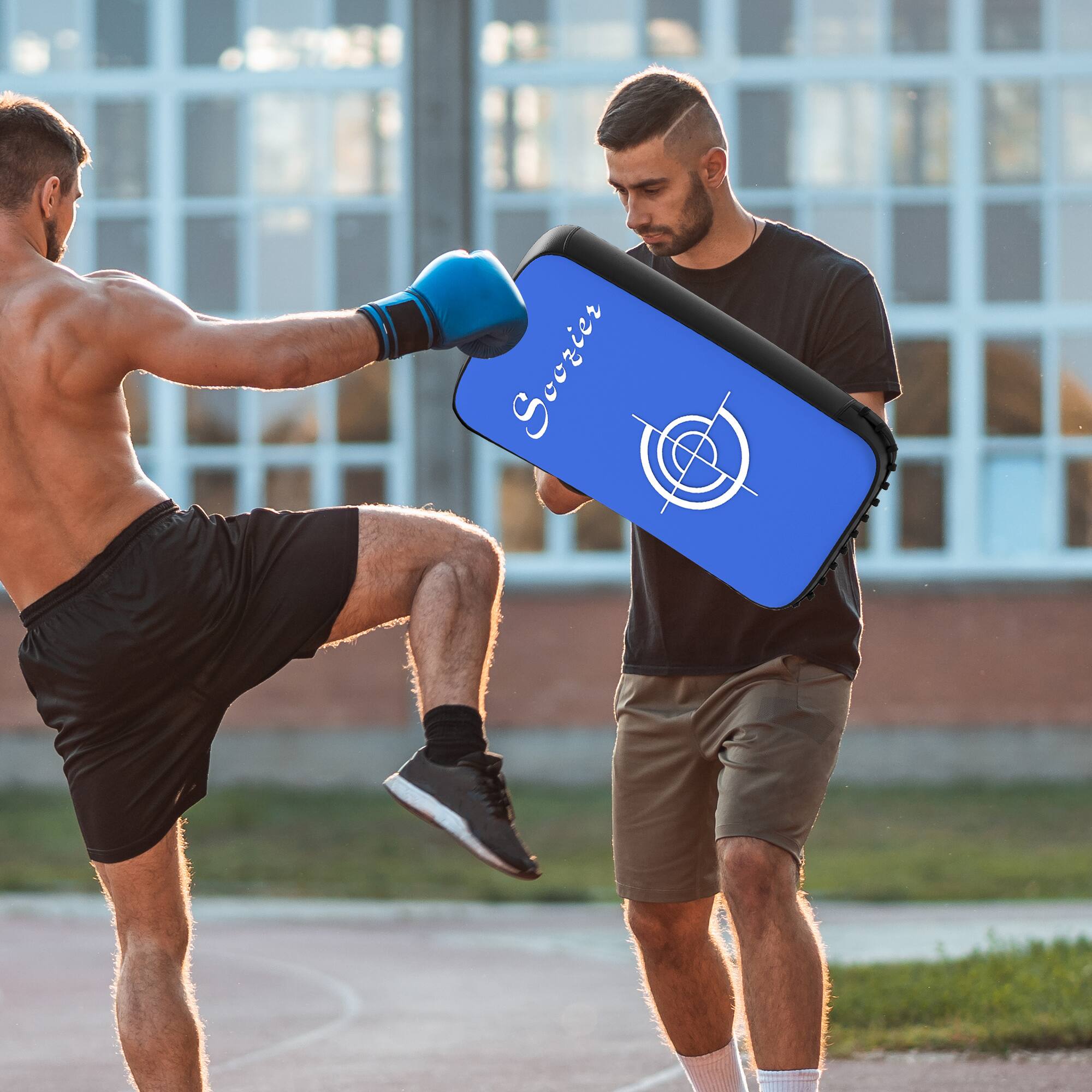 Alt View 1. Soozier - Curved Kick Shield, 16.5 in Muay Thai Pad Punching Pad for Martial Arts, Karate, Kickboxing, MMA - Blue.