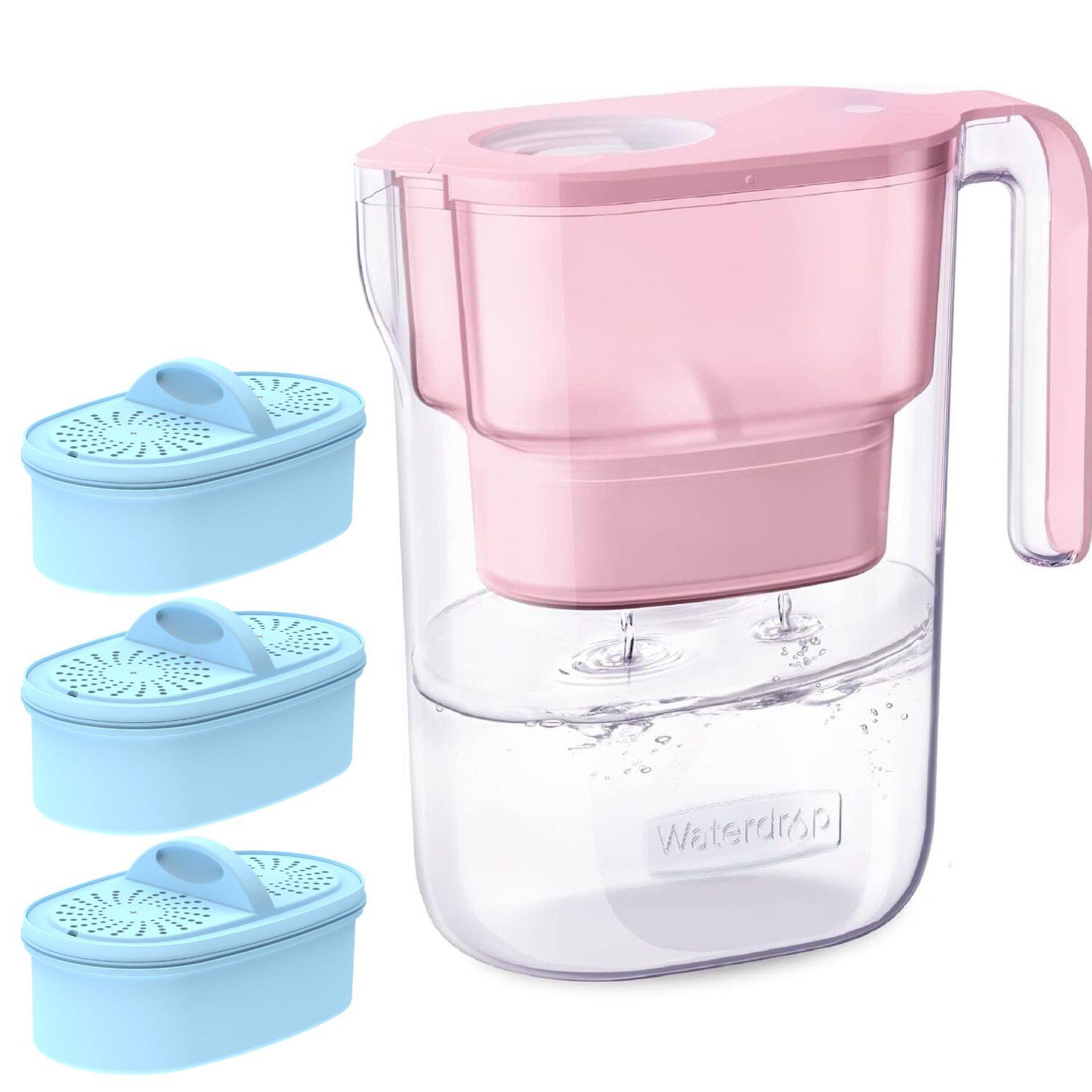 Waterdrop - WD-PT-05P Water Filter Pitcher Extra PF-AL-3 Alkaline Filters - Pink
