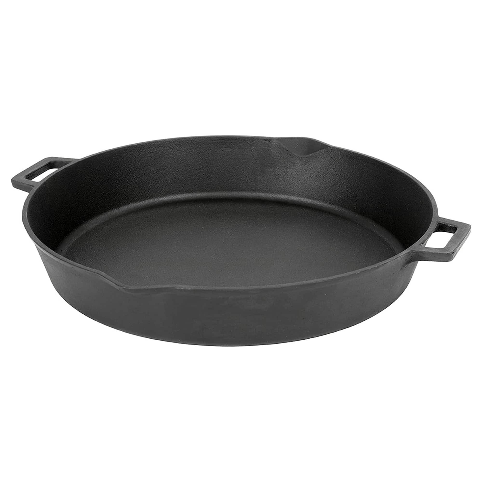 Bayou Classic - 16 Inch Double Handled Cast Iron Skillet with Pour Spouts - Black