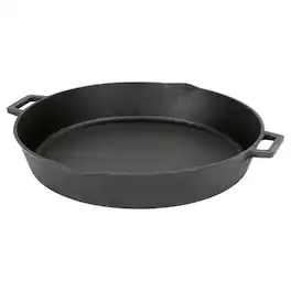 Bayou Classic - 16 Inch Double Handled Cast Iron Skillet with Pour Spouts - Black