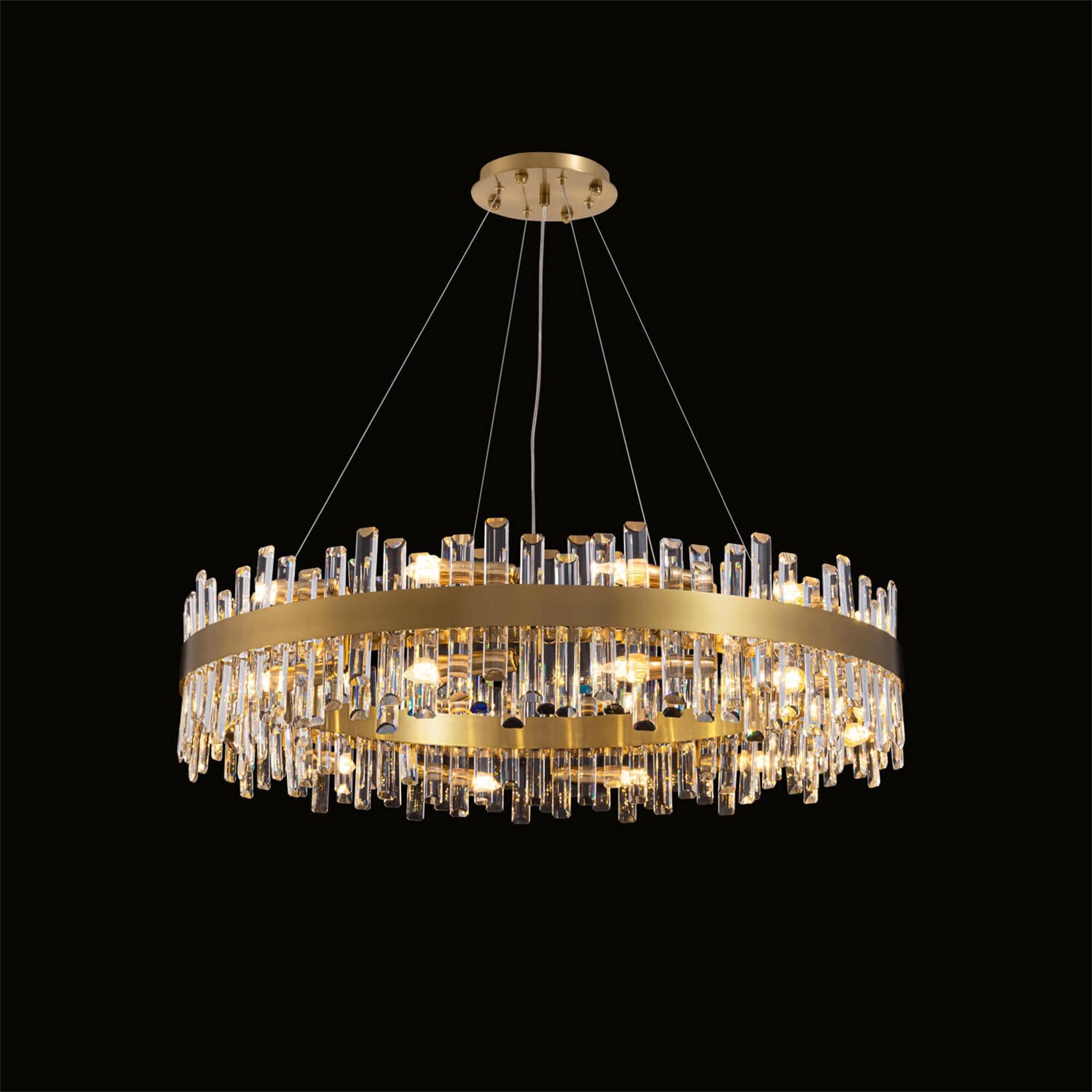 Alt View 8. Siljoy - 20-Light Brushed Gold 2-Tier K9 Crystal Raindrop Chandelier, 39.4in 3-Way Dimmable for Dining/Living/Kitchen/Bedroom - Gold.