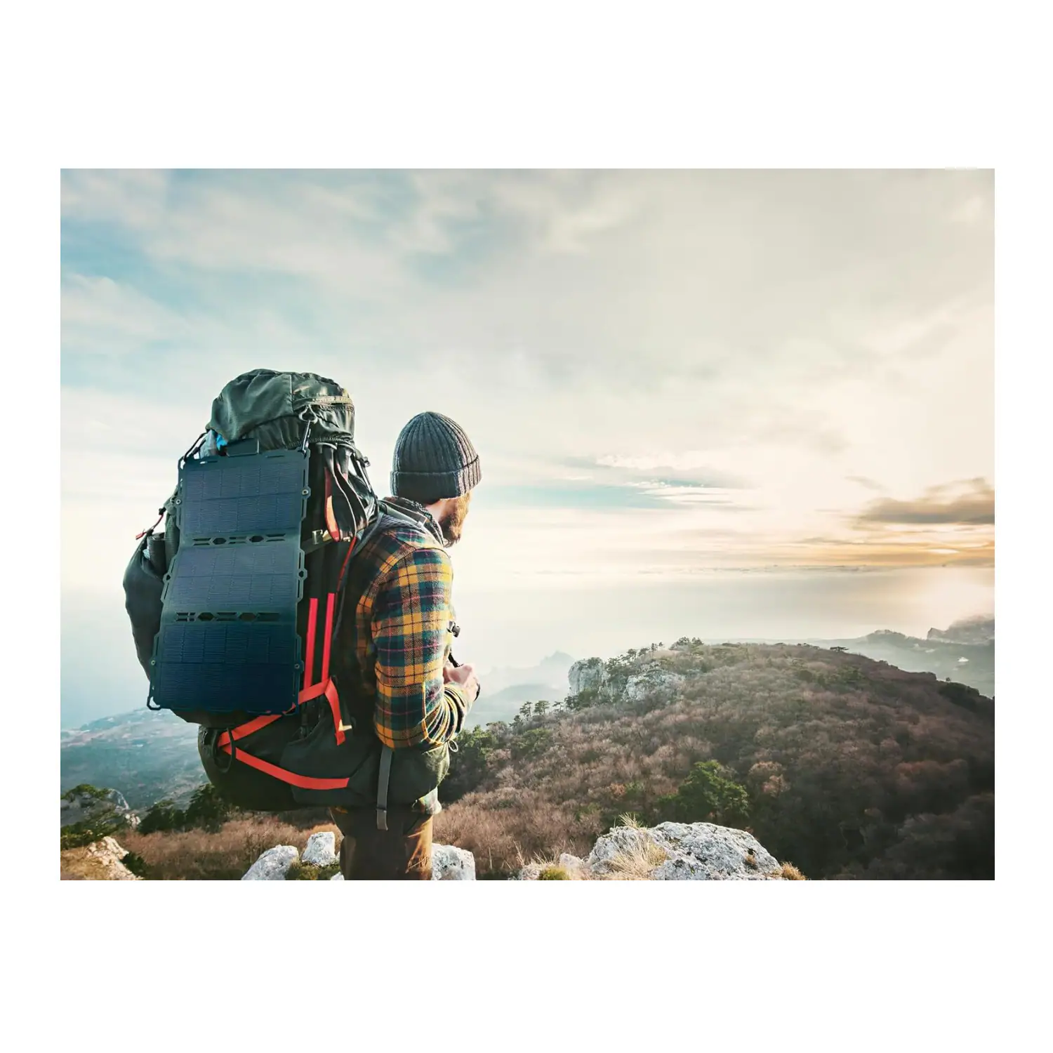 Left. Dark Energy - Dark Energy Spectre 18W Ultra Light Gray Solar Panel with Foldable Design.