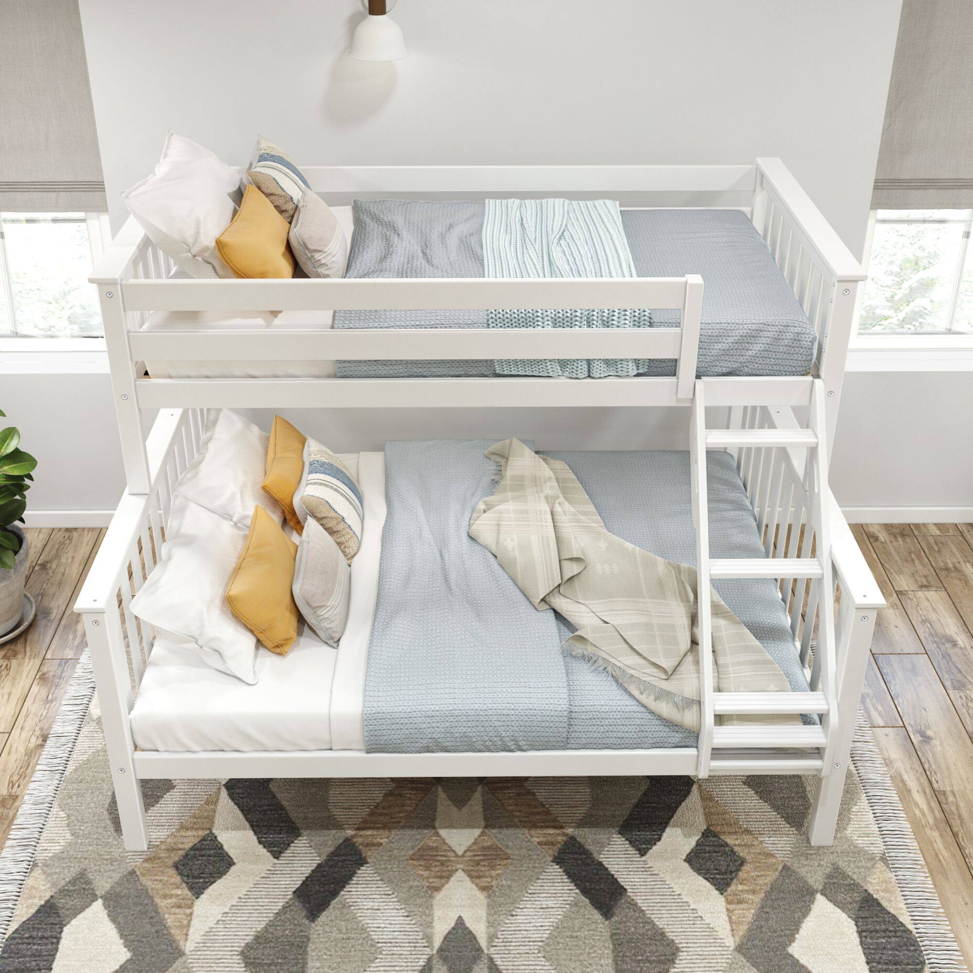 Alt View 4. Plank+Beam - Twin XL over Queen Bunk Bed, White - White.