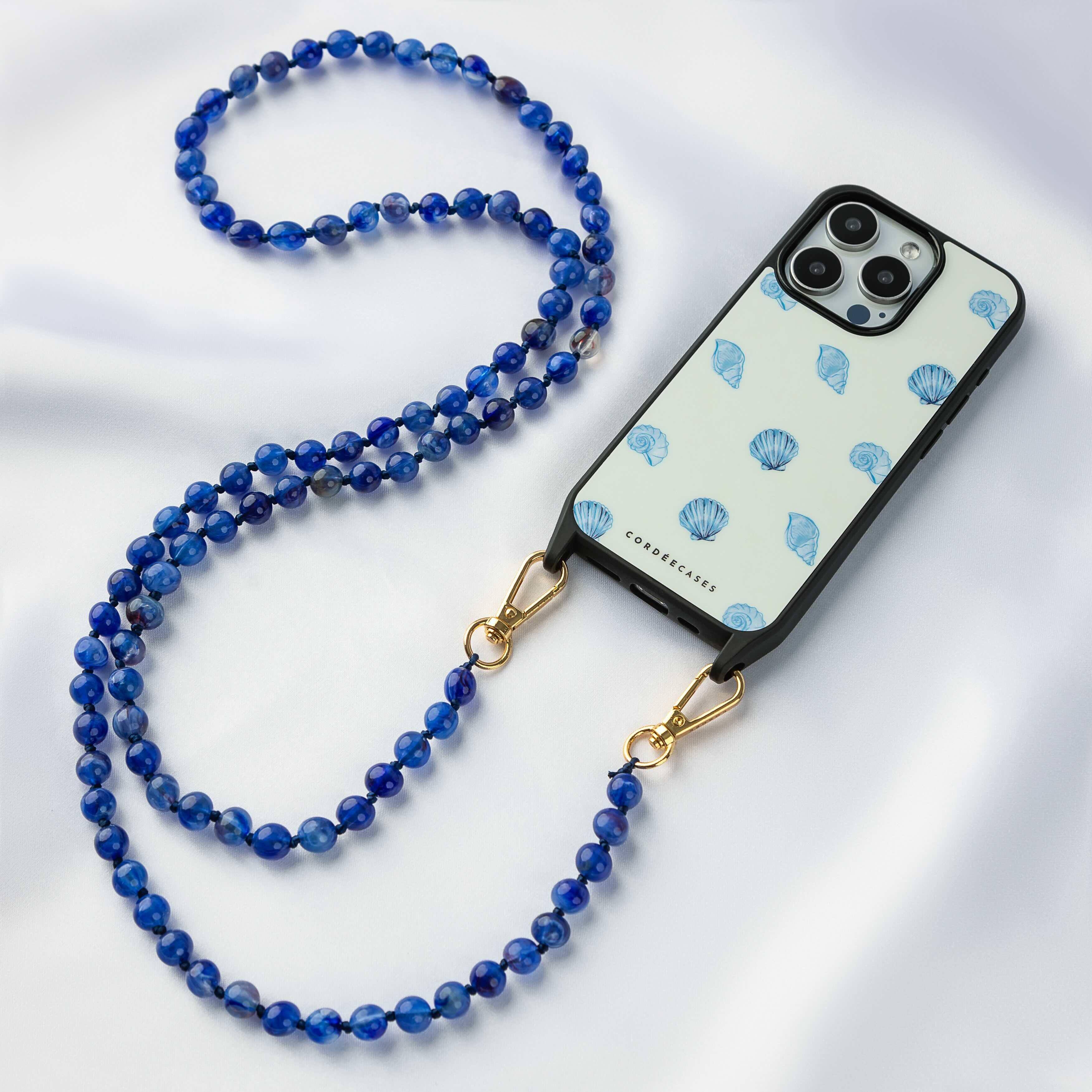 Front. Cordée Cases - Blue Lagoon Phone Chain Set - Blue.