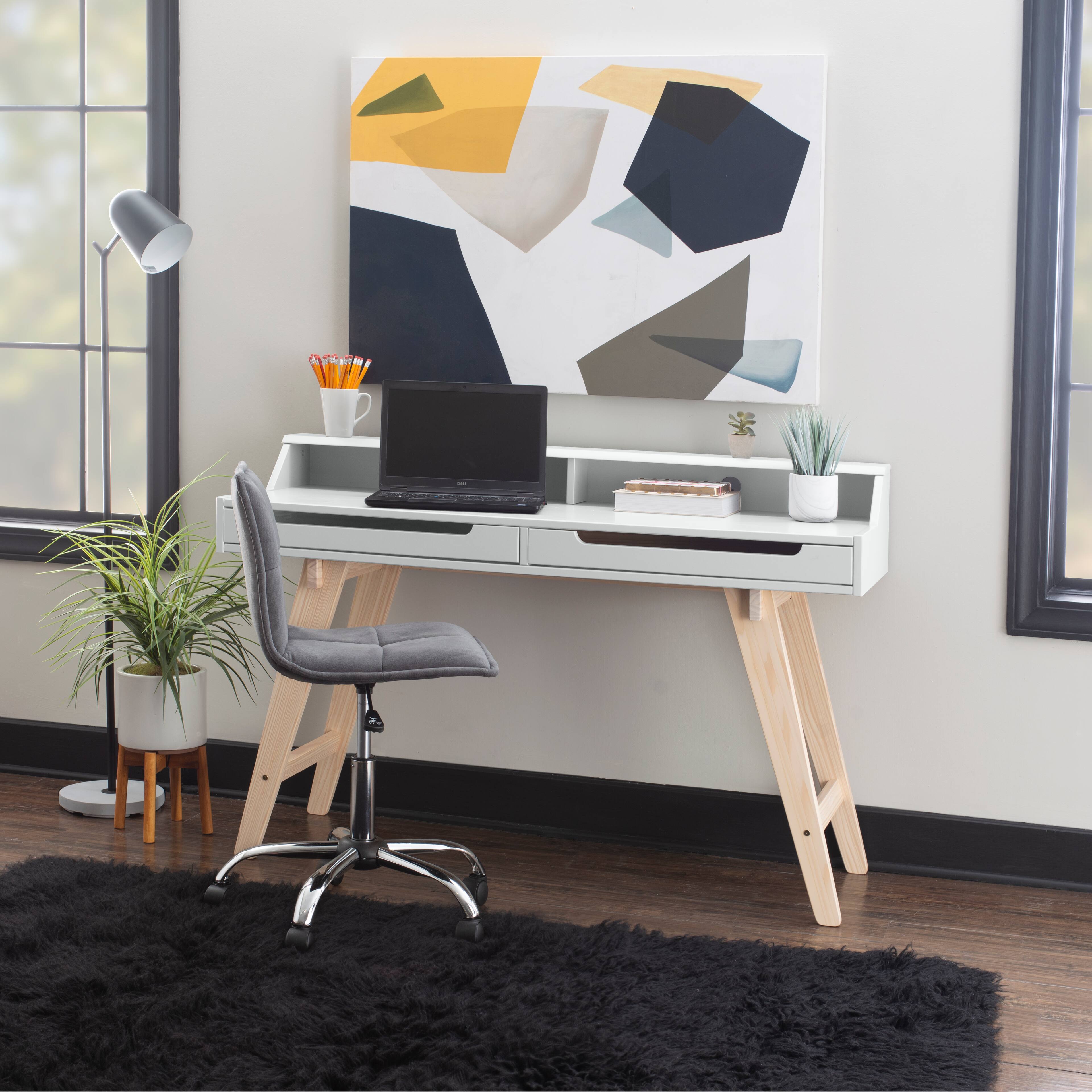 Alt View Zoom 18. Linon Home Décor - Stanley Two-Drawer Desk With Hutch Shelf - Natural & White.