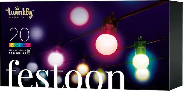 TM twinkly GENERATION II 20 MULTICOLOR APP CONTROLLED RGB BULBS festoon