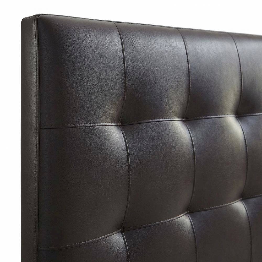 Back. FurniFact - Upholstered Vinyl King Headboard with Elegant Padded Design and Durable Finish - Brown.