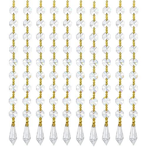 Fabibe - 10pcs Crsytal Crystal Garland Strands Hanging Glass Chandelier Beads Chains 20mm Balls Prisms With Pendants Parts - Icicles