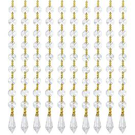 Fabibe - 10pcs Crsytal Crystal Garland Strands Hanging Glass Chandelier Beads Chains 20mm Balls Prisms With Pendants Parts - Icicles