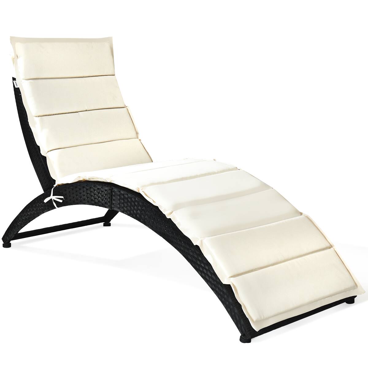 Alt View 4. Gymax - Gymax 2PCS Foldable Rattan Wicker Chaise Lounge Chair w/ Cushion Patio Outdoor - Black.