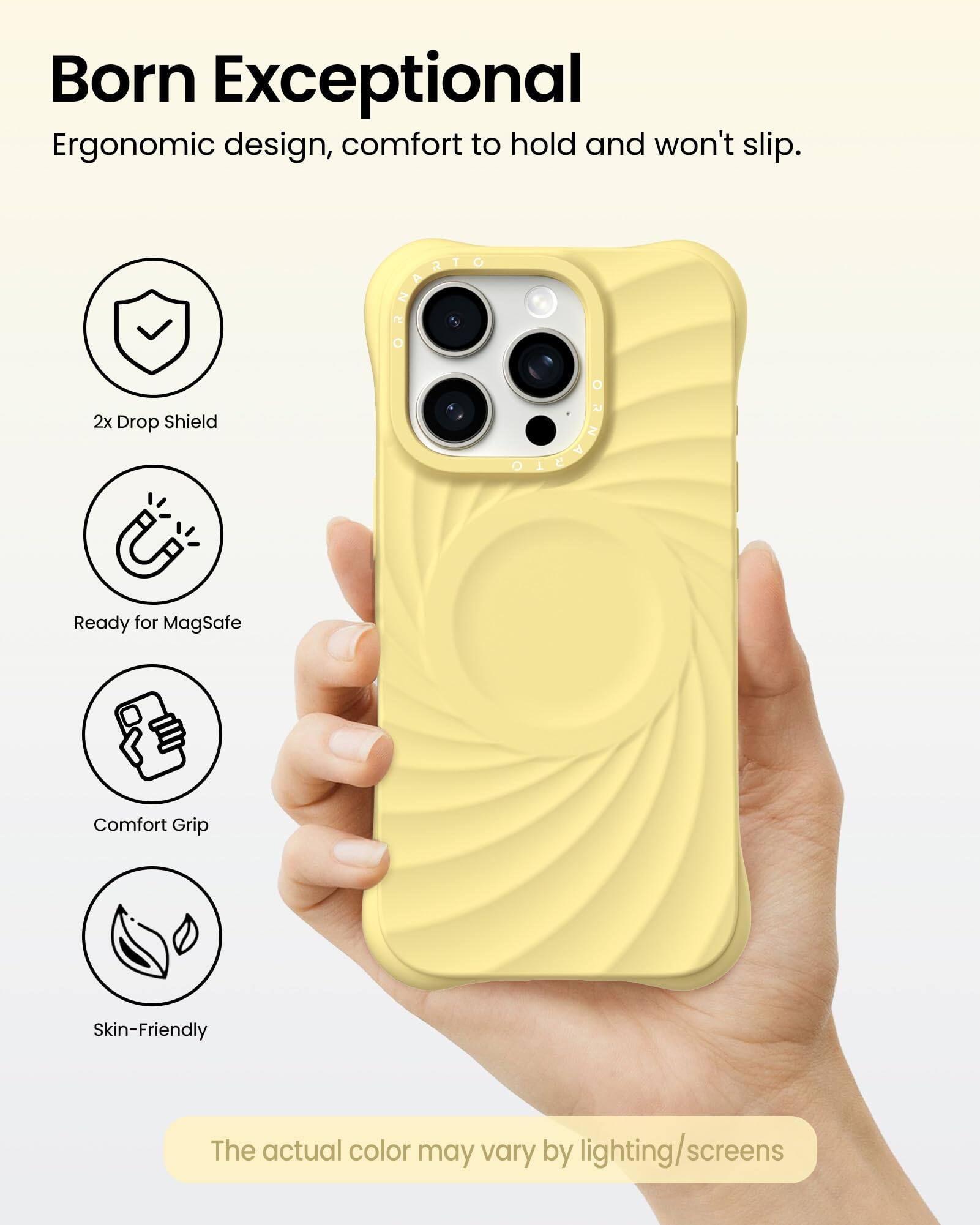 Born Exceptional  
Ergonomic design, comfort to hold and won't slip.  

2x Drop Shield  
Ready for MagSafe  
Comfort Grip  
Skin-Friendly  

The actual color may vary by lighting/screens