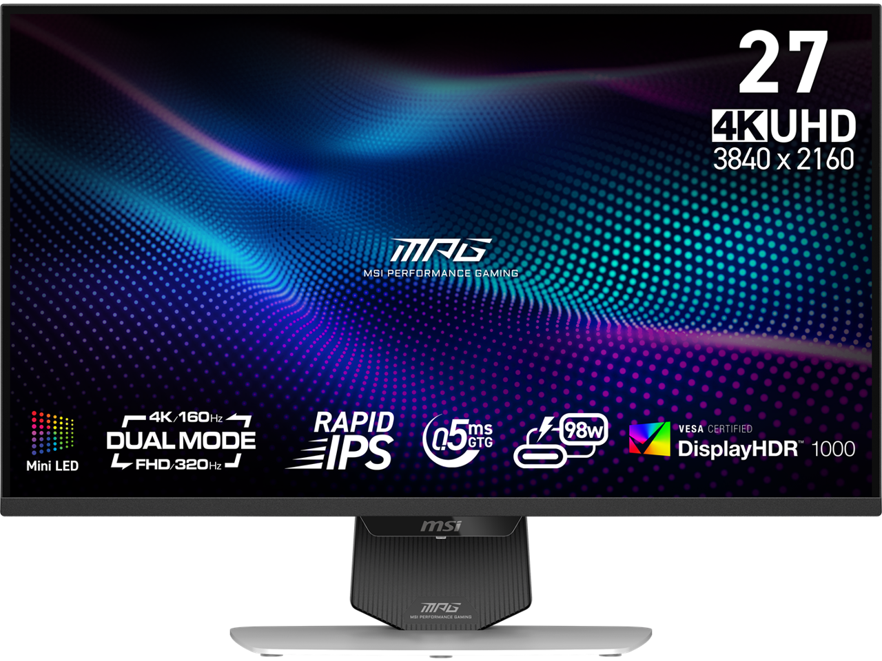 MSI - MPG 274URDFW E16M 27" 4K 160Hz Mini-LED QD HDR1000 USB-C 98W PD Gaming Monitor