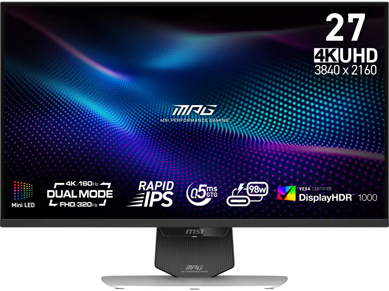 MSI - MPG 274URDFW E16M 27" 4K 160Hz Mini-LED QD HDR1000 USB-C 98W PD Gaming Monitor