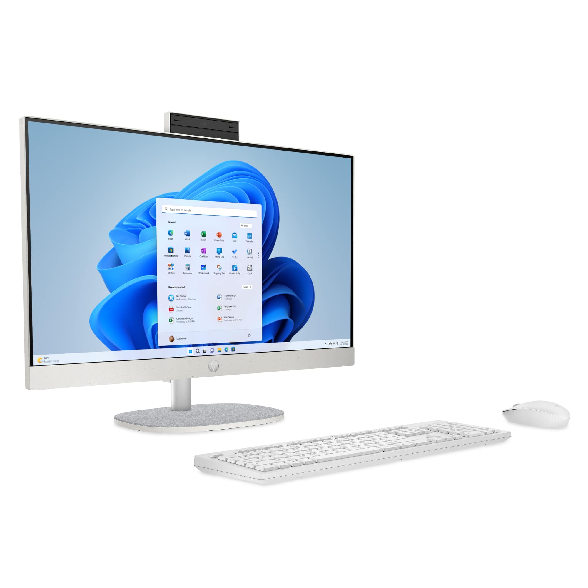 Alt View 5. HP - 23.8" Full HD Touch-Screen All-in-One with Adjustable Height - Intel Core i5 1334U 2023 - 8GB Memory - 512GB SSD - Shell White.
