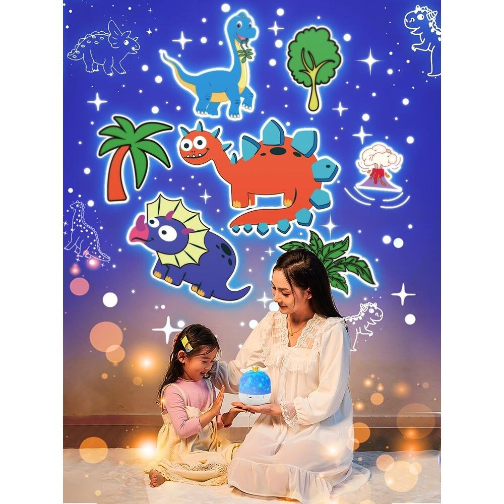 Back. ACJPR - Kids Night Light Projector with 21 Film Sets, 360° Rotating Star and Galaxy Projector for Bedroom, Birthday or Christmas.