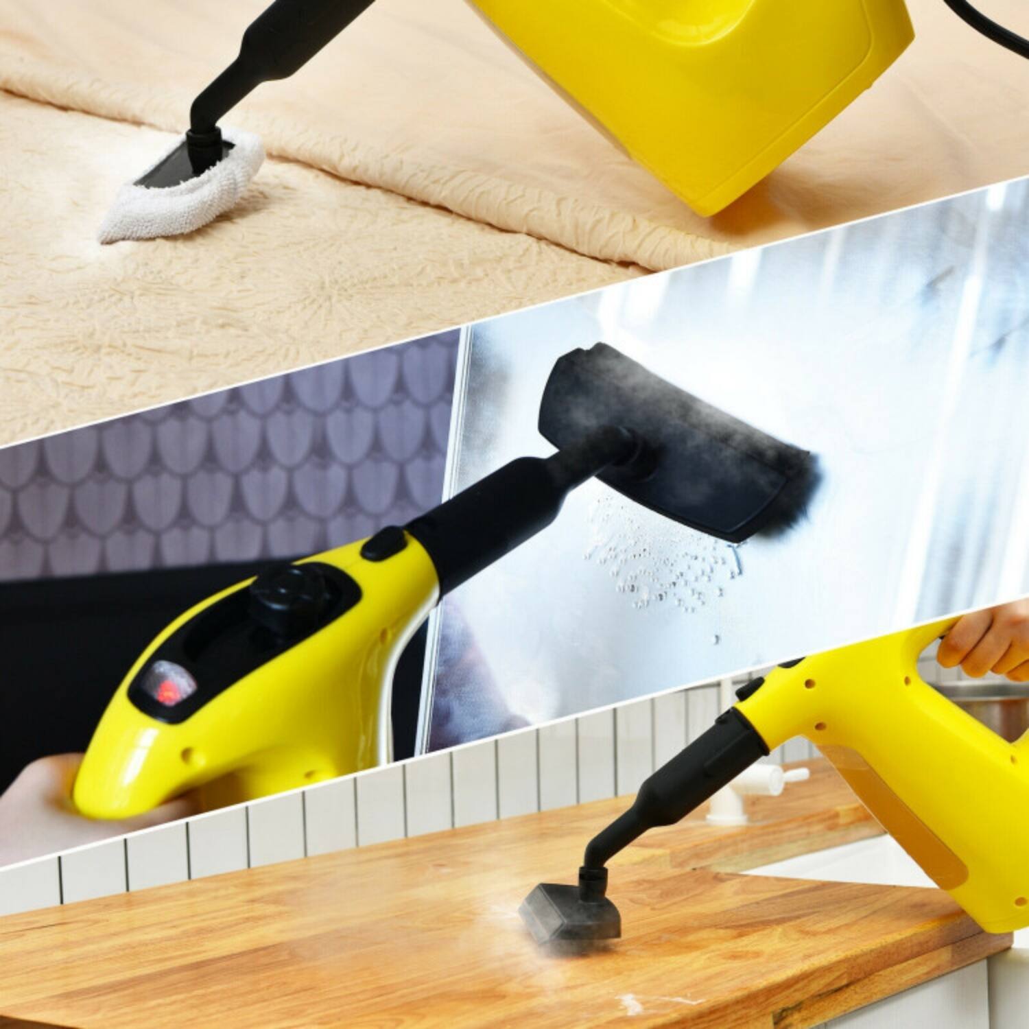 Back. LUCKY ONE - 1400W Multipurpose Steam Cleaner with 17 Accessories - Yellow.