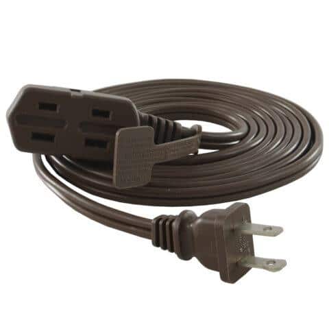 Conntek - 16/2 9-Foot Indoor Extension Cord with 3-Outlet, 2-Prong, 13A/125V, UL Listed, 3-Pack - Brown
