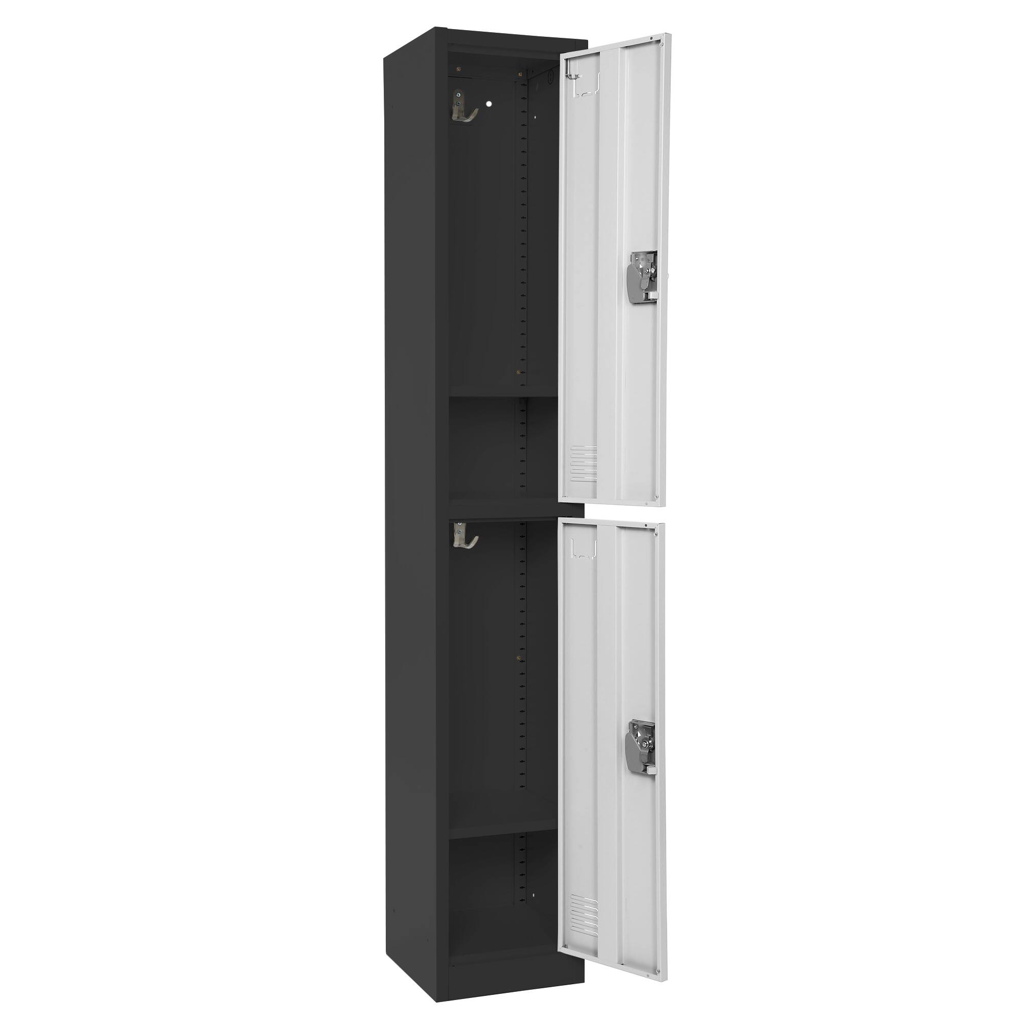 Alt View 1. AdirOffice - Storage Locker 629-Series 72" H 2-Tier Steel Key Lock 2-Shelf Locker with Key Lock, 4/Pack - Black Bidy/White Doors.