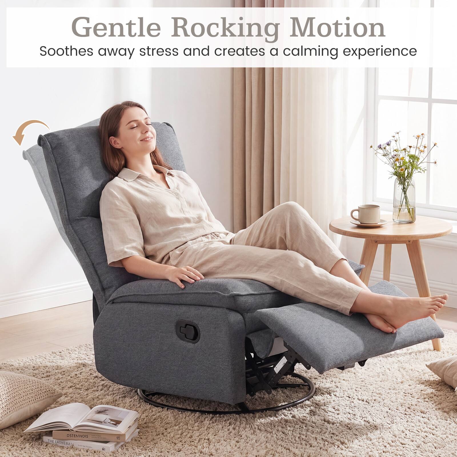Gentle Rocking Motion  
Soothes away stress and creates a calming experience