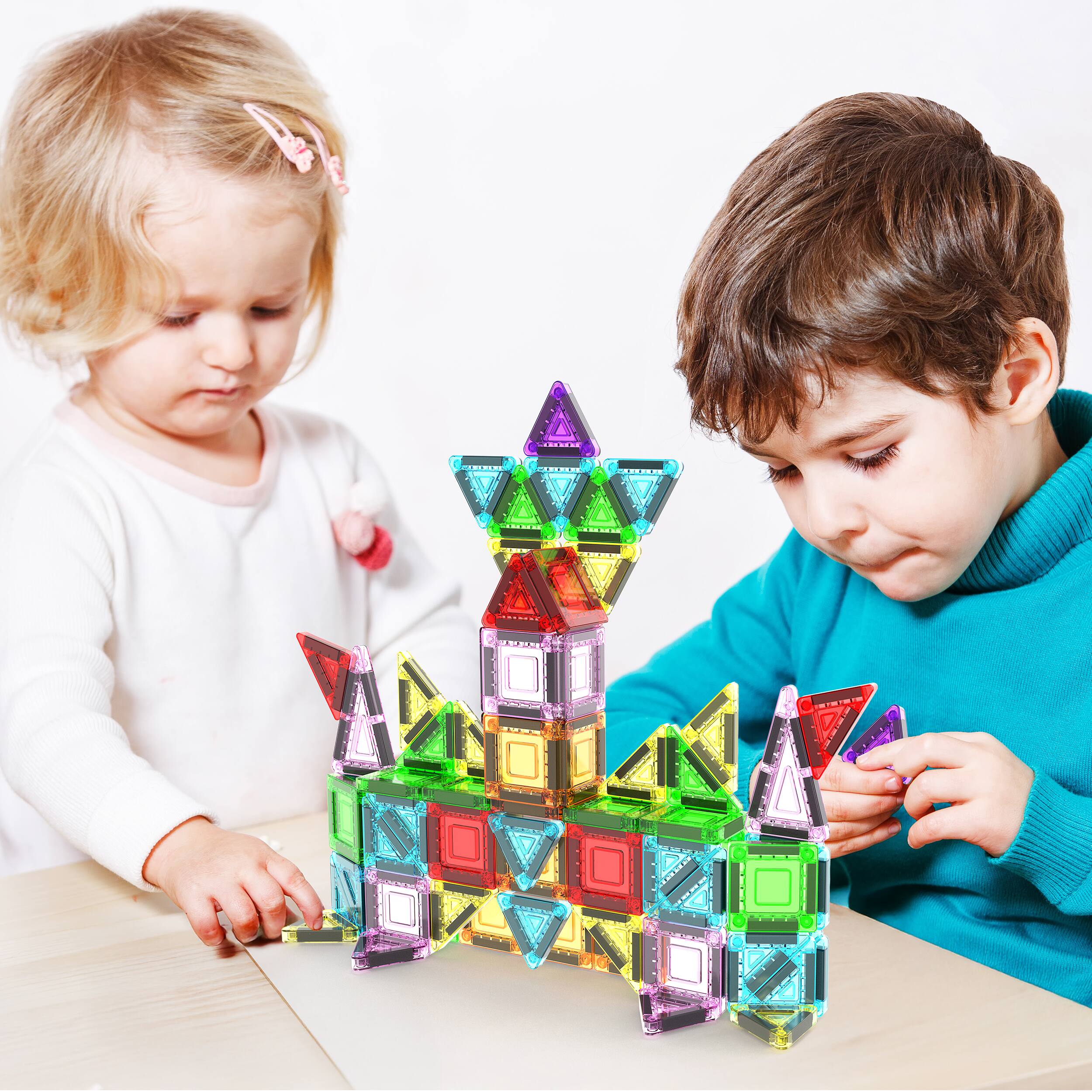 Alt View 1. PicassoTiles - PicassoTiles 50PCS Nano Magnetic Tiles, STEM Building Blocks for Kids with Storage Case, Educational Toy.