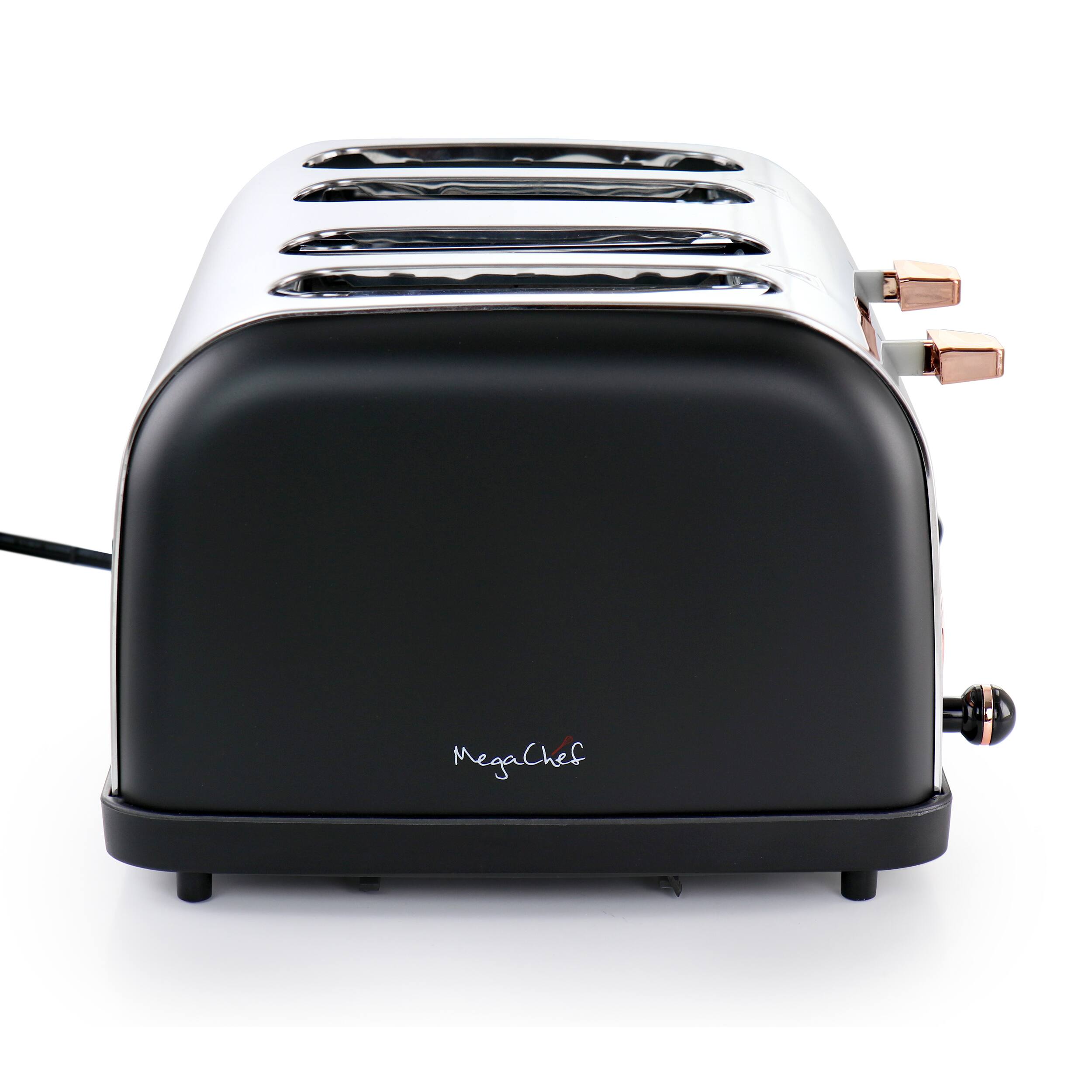 Alt View 1. MegaChef - MegaChef 4 Slice Wide Slot Toaster with Variable Browning in Black and Rose Gold - Black.