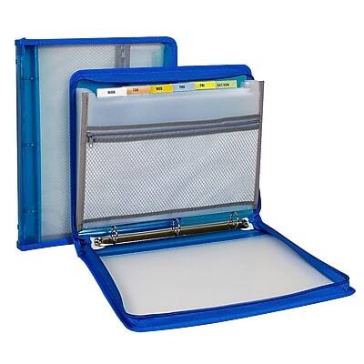 Alt View 1. C-line - 1" 3-Ring Zipper Binders - Blue.