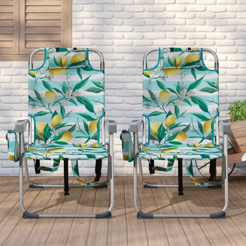 Alt View 8. Winado - Folding Beach Camping Chair with 5-Position, Cooler Bag, Cup Holders, Towel Bar, Lightweight for Outdoor Beach Camping - Lemon.