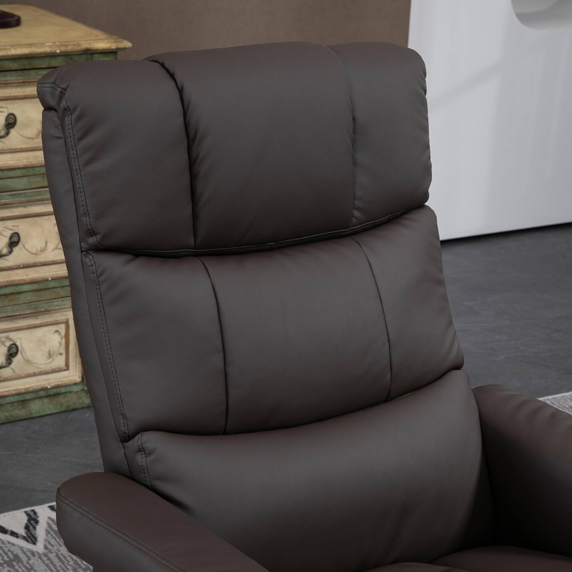 Alt View 4. Homcom - Massage Recliner Chair with Ottoman, Swivel Recliner and Footrest, Faux Leather Reclining Chair with Remote Control - Brown.