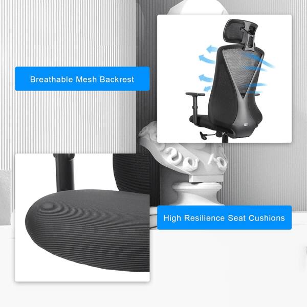 Breathable Mesh Backrest  
High Resilience Seat Cushions