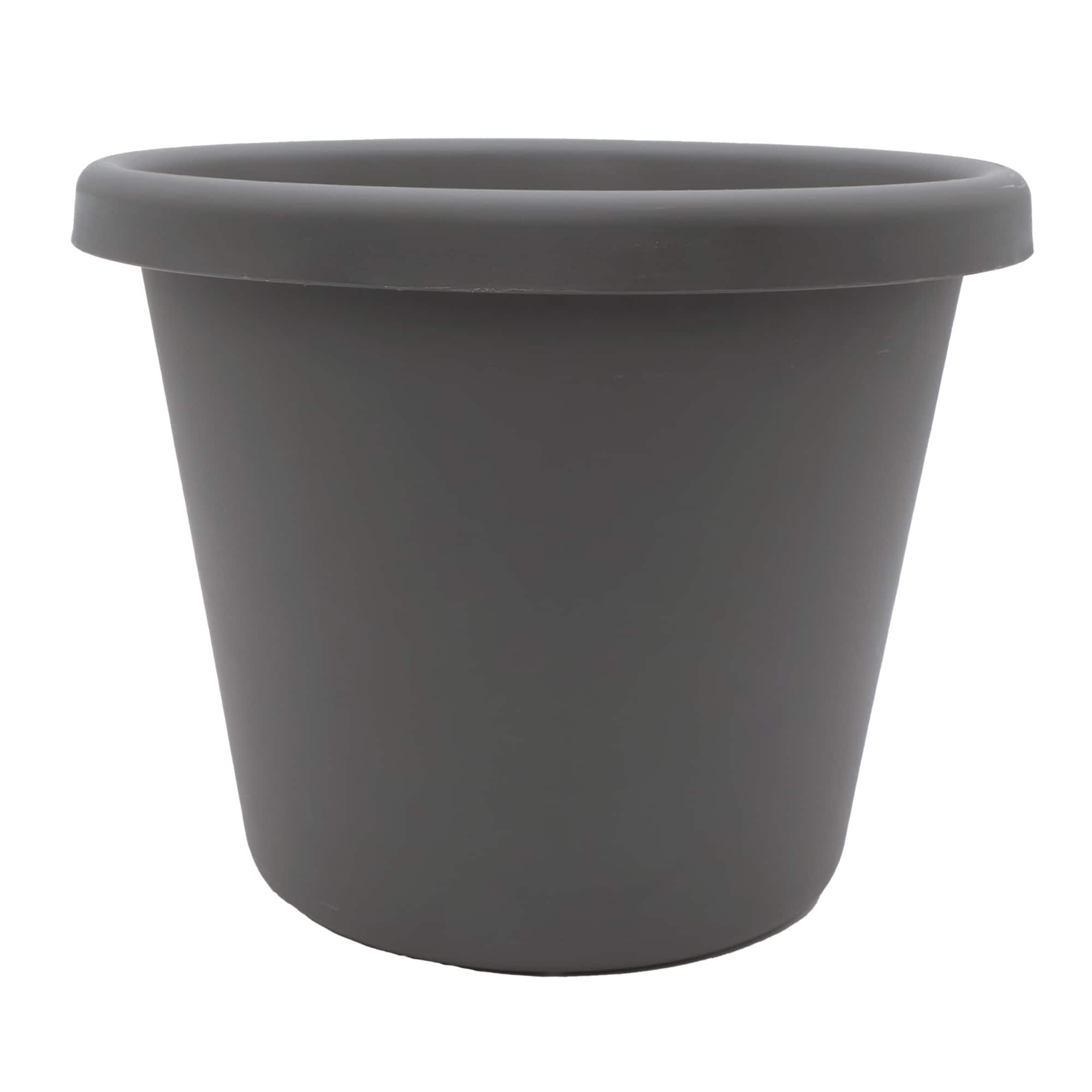 The HC Companies - 17 Inch Round Classic Planter, Plastic Plant Pot, Warm Gray