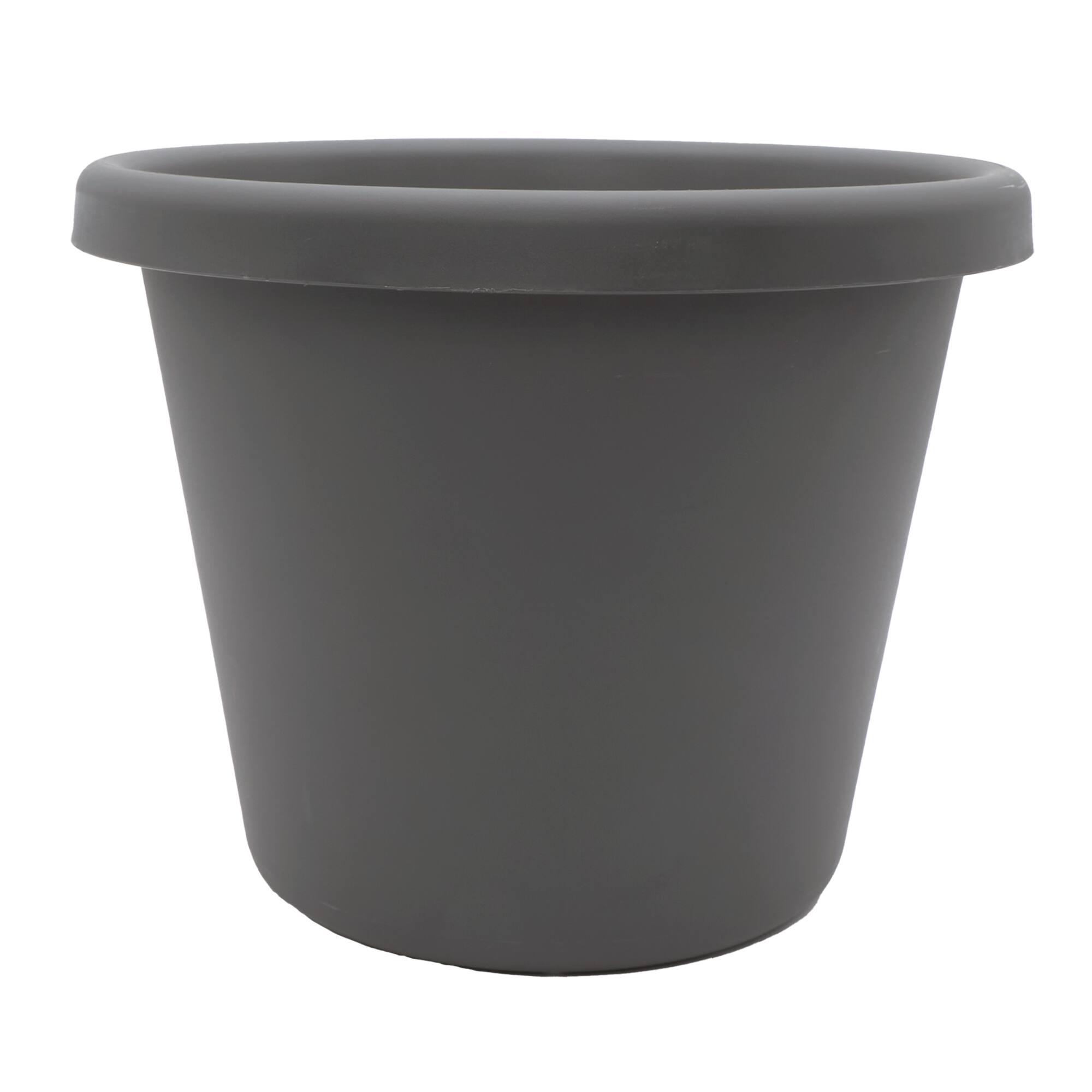 Front. The HC Companies - The HC Companies 17 Inch Round Classic Planter, Plastic Plant Pot, Warm Gray.