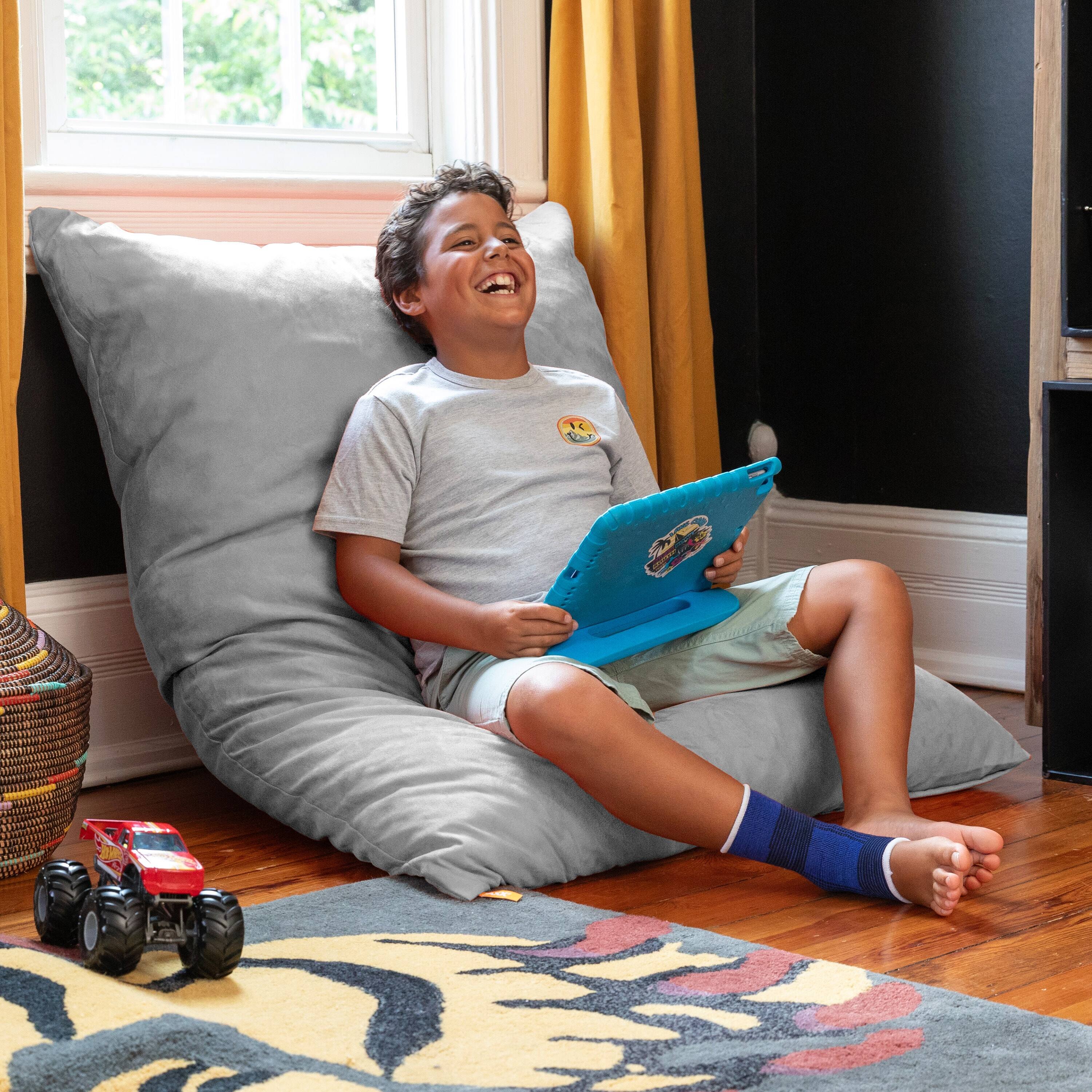 Angle. Jaxx - Jaxx 3.5 Ft Pillow Saxx Kids Bean Bag, Platinum - Platinum.