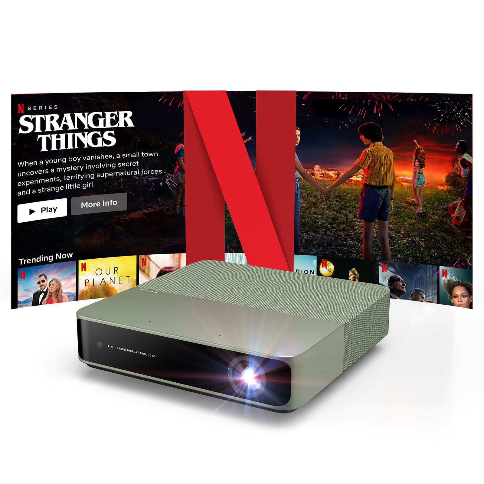 WEMAX - Laser Projector, Netflix Officially Licensed, 500 ISO Lumens HD 1080P DLP Portable Projector with ALPD Technology - Dark Green