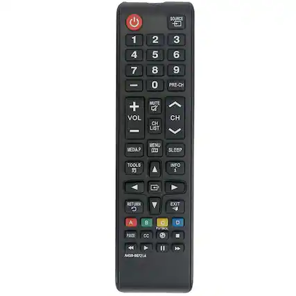 SOURCE 1 2 3 4 5 6 7 8 9 0 PRE-CH VOL - MUTE CH LIST CH MEDIA.P MENU SLEEP TOOLS INFO RETURN EXIT A B C D FUTBOL P.SIZE CC AA59-00721A