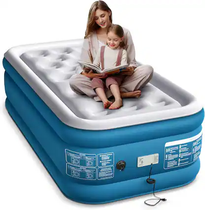 Front. Xsleep - Twin Air Mattress - Blue & White.