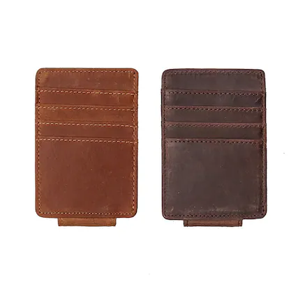 Front. Steel Horse Leather - The Walden | Leather Front Pocket Clip Wallet - Dark Brown.