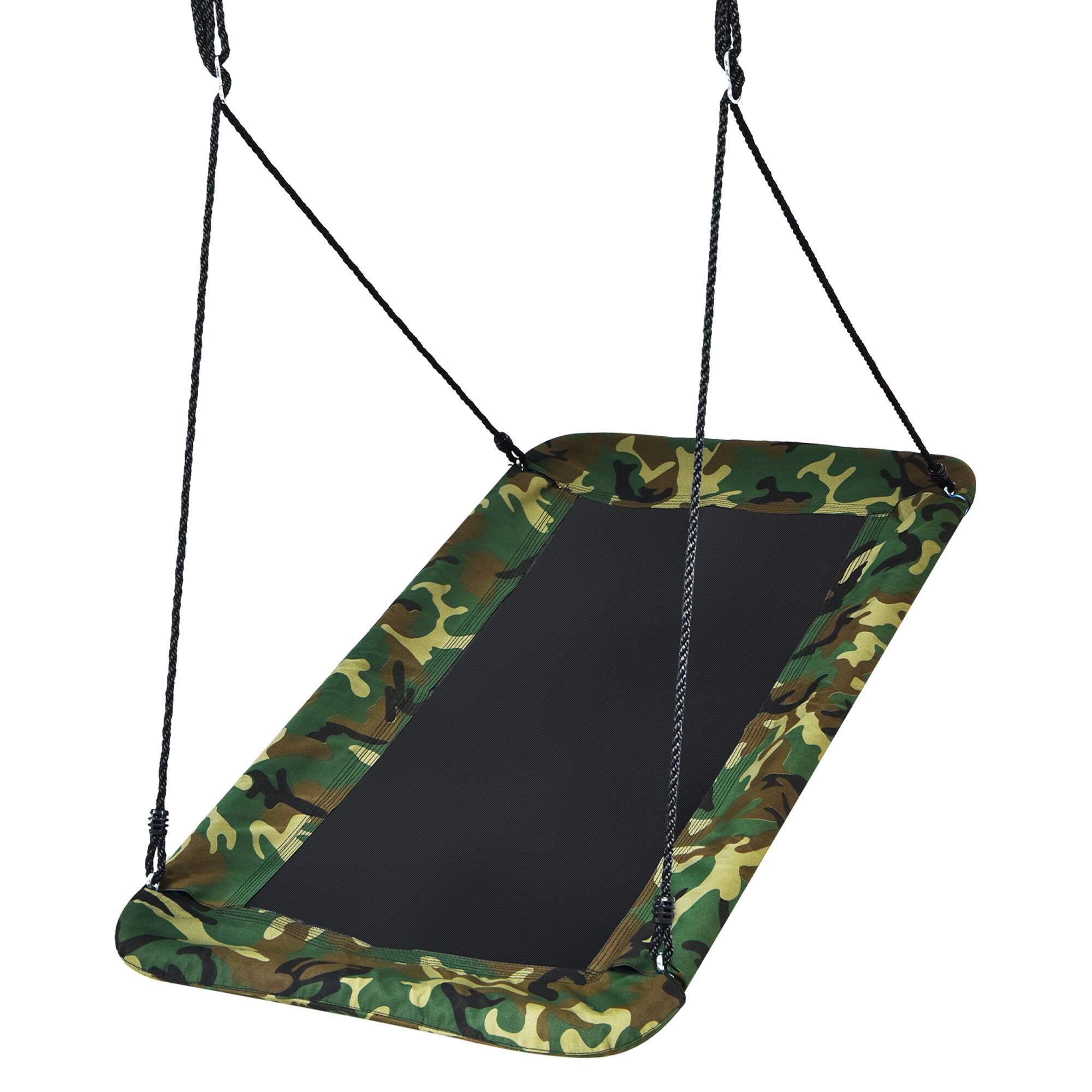 Alt View 4. Gymax - Gymax 60'' Kids Giant Tree Rectangle Swing 700 lbs w/ Adjustable Hanging Ropes Camo Green - Camo Green.