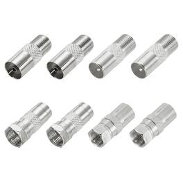 Unique Bargains - 2 Set Coaxial Connector, F Female/Male to PAL Male/Female, 75 Ohm Nickel, 26x10.5mm, for Broadcast, Antenna - Silver