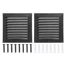 Unique Bargains - 8"x8" Aluminum Gable Vent, 2pcs Exterior Wall Outlet Square Soffit Vent HVAC Louver Air Grille with Built-in Screen - Black
