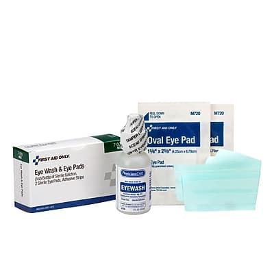 **First Aid Only**

**Eye Wash & Eye Pads**
- Eye Wash Solution
- 2 Sterile Eye Pads, Absorbent 2" x 2"
- 2 Sterile Eye Pads, Absorbent 3" x 3"

**Oval Eye Pad**
- 10% 22" x 22" (56cm x 56cm)

**Eye Wash**
- 6.79ml

**Tamper Evident**

**M720**