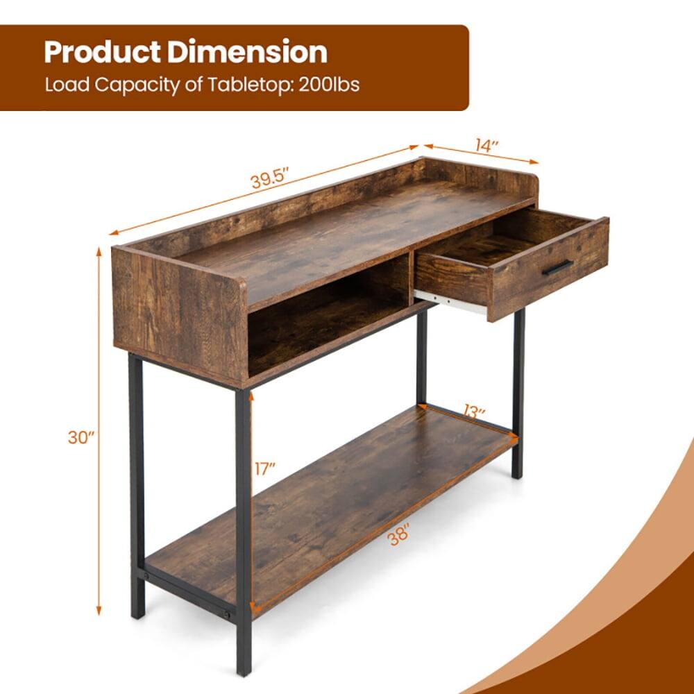 Product Dimension  
Load Capacity of Tabletop: 200lbs  
39.5" x 14" x 30" x 13" x 17" x 38"
