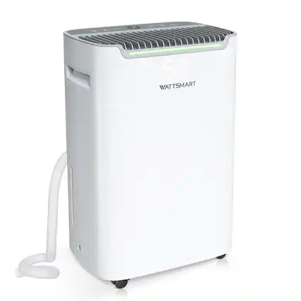 Front. SUMMIT LIVING - 50 Pints Dehumidifier for Basement and Bedroom, 0.58 Gal Water Tank, Auto Defrost & Drain, 4500 Sq. Ft - White.