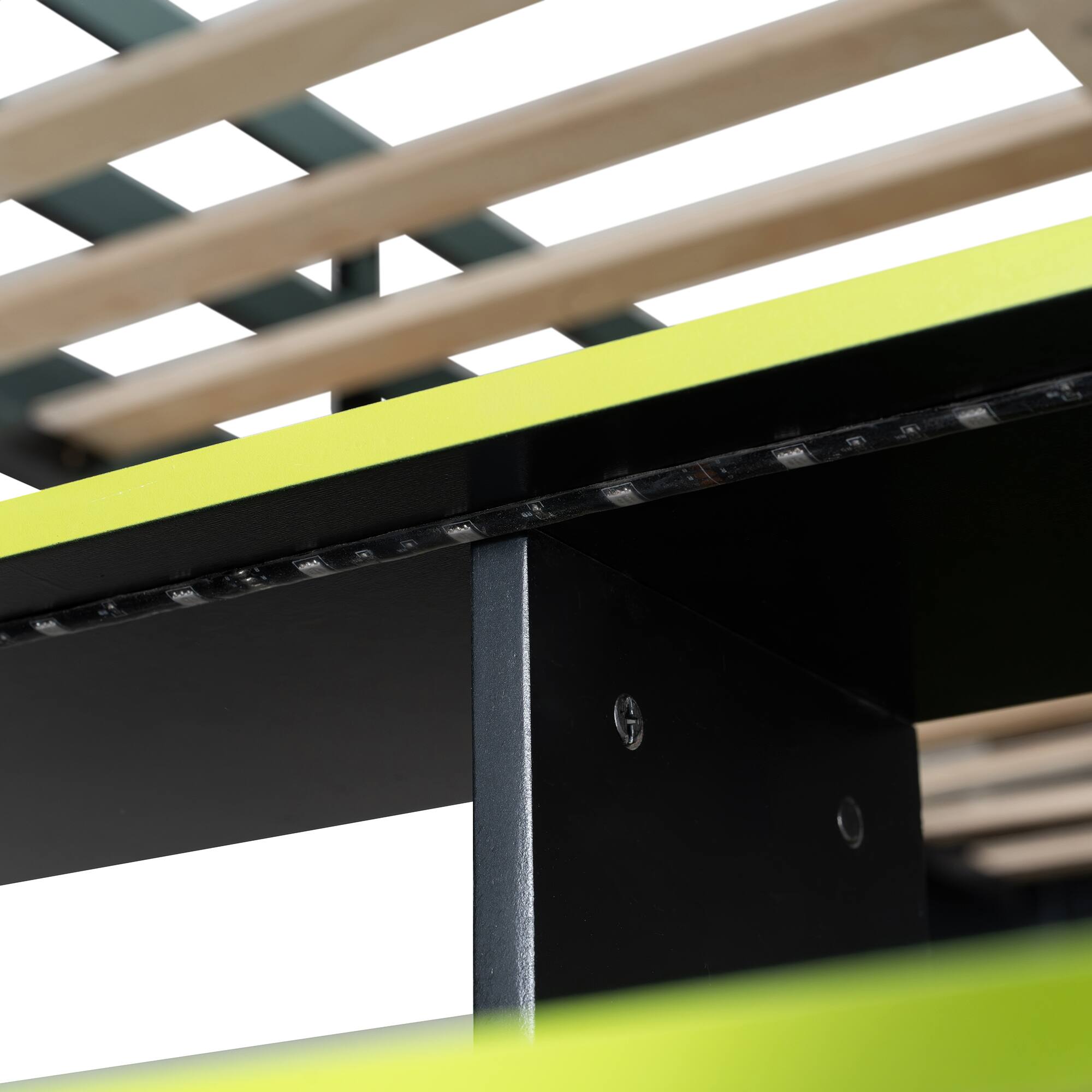 Alt View 5. Anysun - Full Size Wood Loft Bed with Desk, Multi-storage Shelves and RGB Light, Table with adjustable placement - Green.